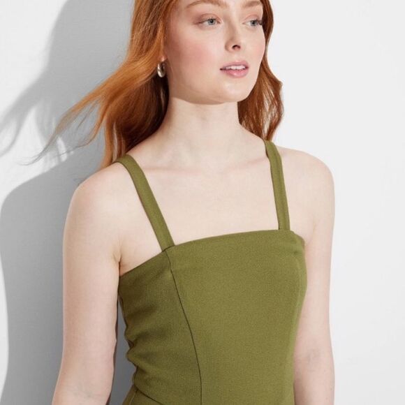 Women's Wide Leg Tube Jumpsuit Wild Fable Green S small Wedding Special NWT - Picture 3 of 7